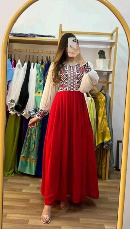 Cherry Georgette Gown-RED 1