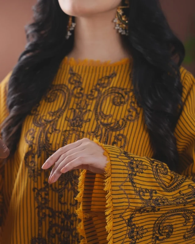 Farshi Salwar Two Piece Set-Mustard Yellow